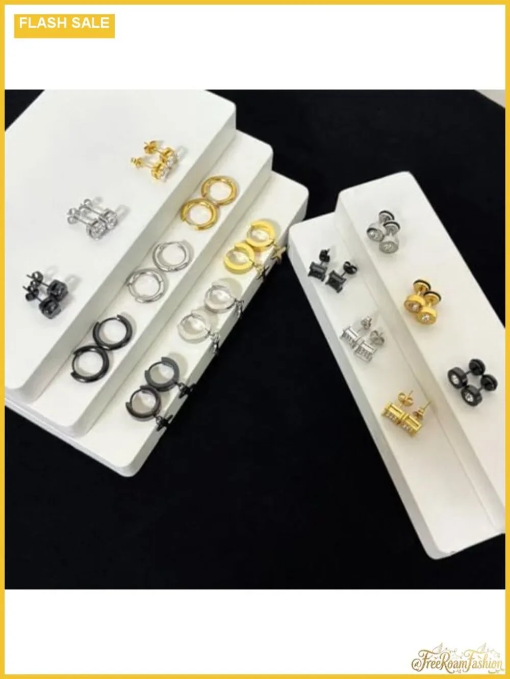 15 Pair Stainless Steel Earring Set for Women Men Hypoallergenic CZ Studs Hoops